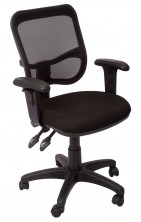 EM300 MB, Adjustable Arms, Ergo 3 Lever,  110Kg. Black Mesh Back. Black Fabric Seat Standard